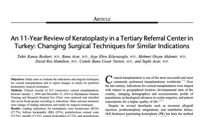 11 Year History Of Keratoplasty In Turkey Eye And Contact 2016