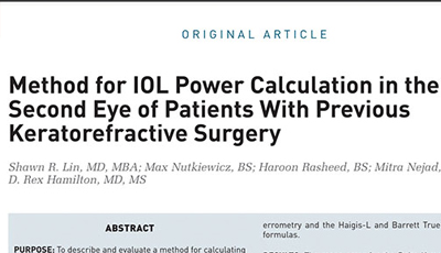 Method For IOL Power Calculation 2nd Eye After LASIK Jrs 2020