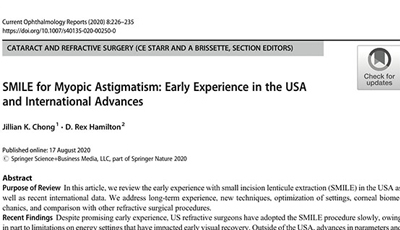 SMILE For Myopic Astigmatism Early Experience In The USA And International Advances