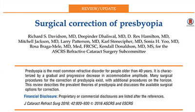 Surgical Correction Of Presbyopia