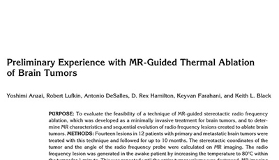 Thermal Ablation Of Brain Tumor Ajnr 1995