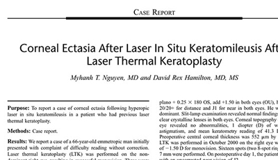 Ectasia After Lasik After Ltk Cornea 2009