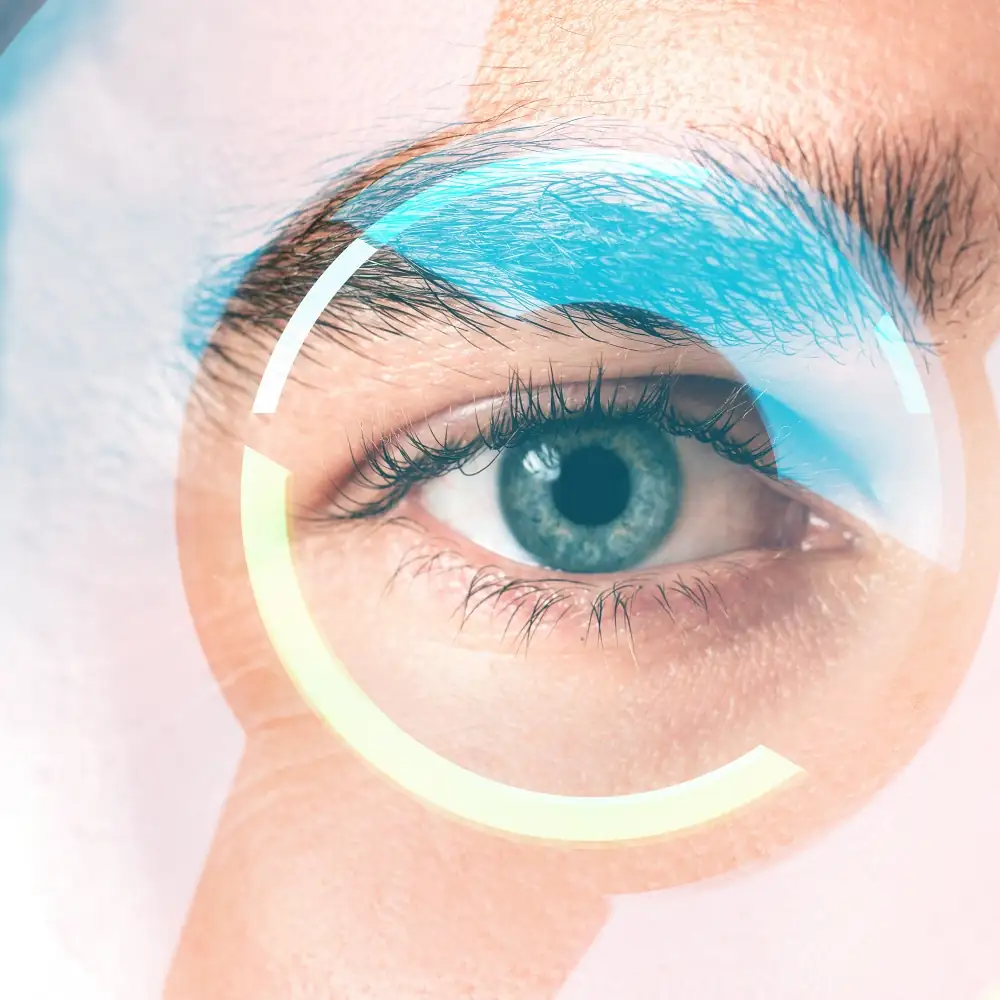 Photo of a man's eye with a graphic highlighting it